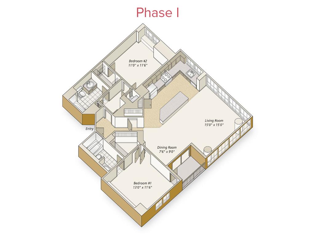 2 beds |  2 baths |  "apartment"